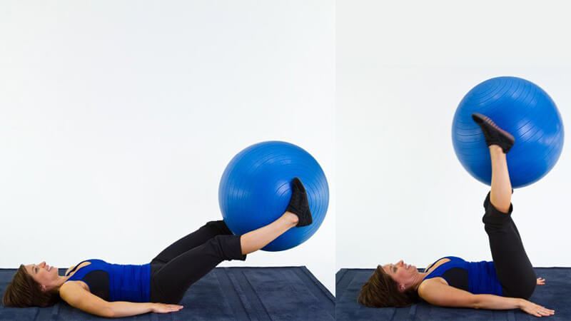 Leg raises with a fitball.