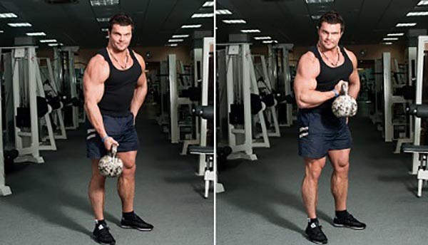 Kettlebell curl for biceps