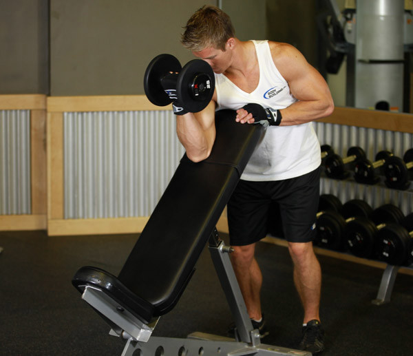 Standing Incline Bench Curl