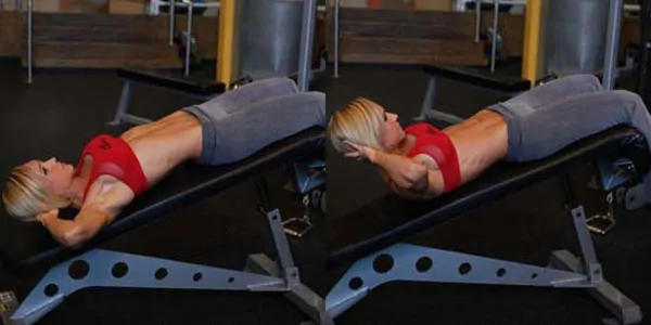 Incline crunches for girls