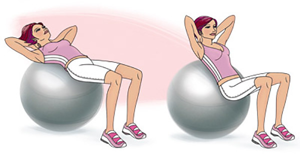 Abdominal exercise on a fitness ball